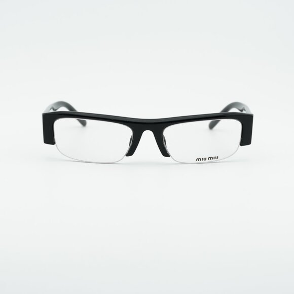 Miu Miu MUB07S 16K08N Sunglasses Black Rectangle Frame, Blue-Violet Filter main image 9